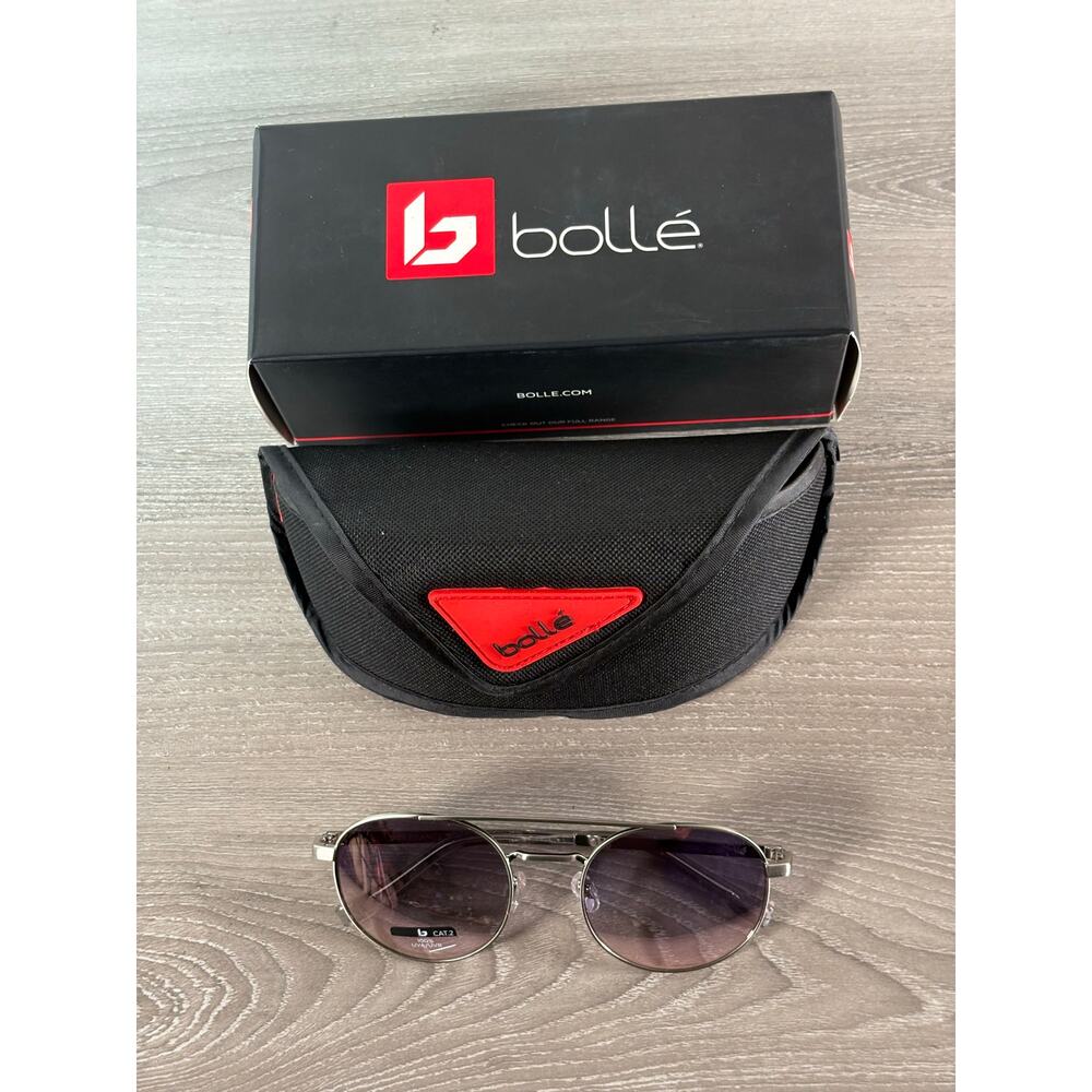 Bolle Ova-Silver Gradient Pink Cat-2 Unisex Sunglasses New- Box-‎ Case